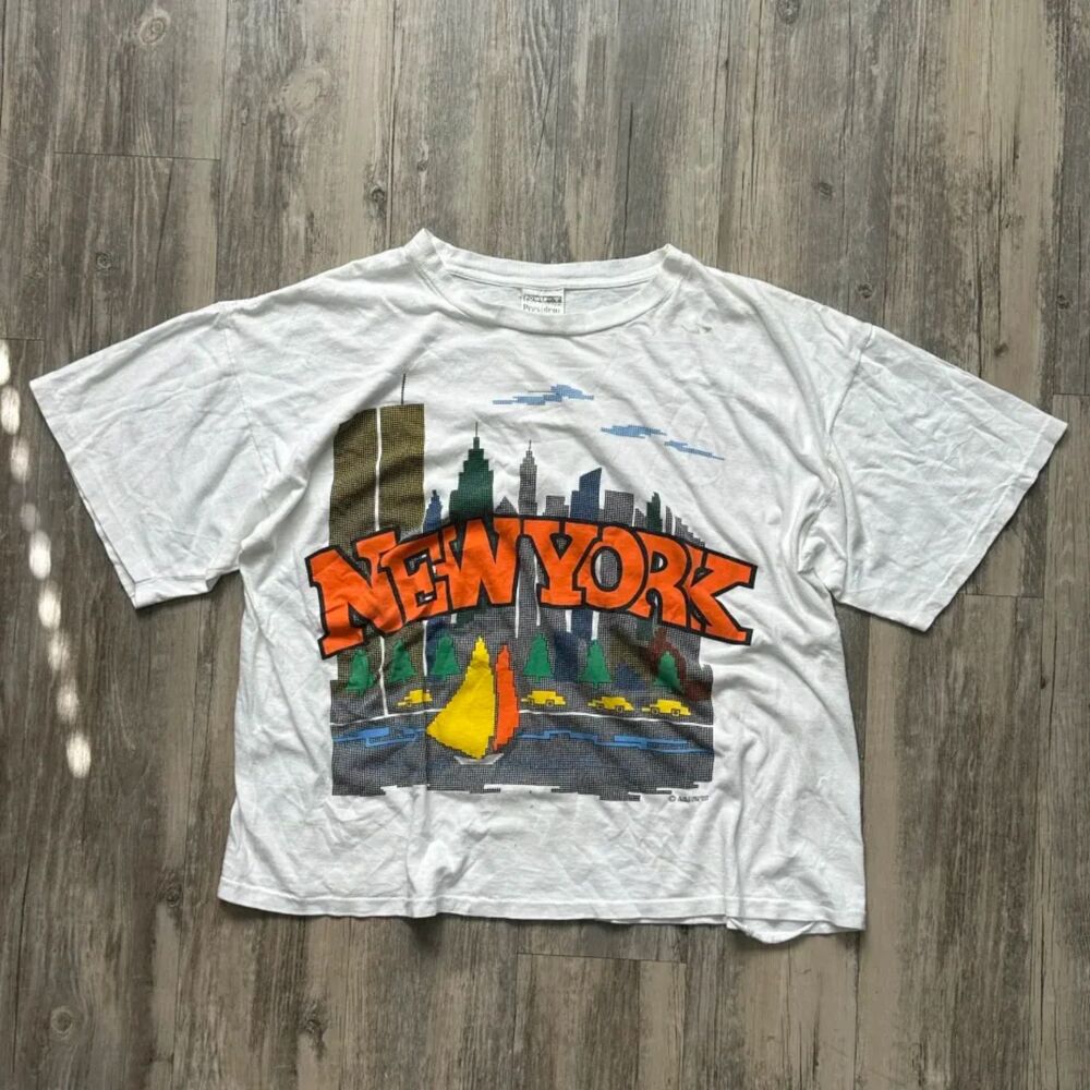 Vintage 90s New York City Skyline T Shirt Size XL Boxy Fit